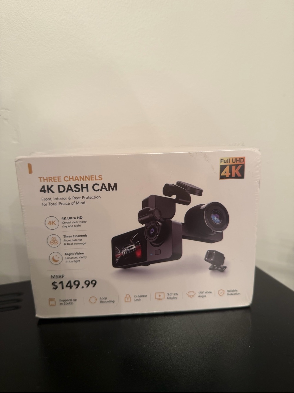 Three Channels 4K Dash Cam - Black